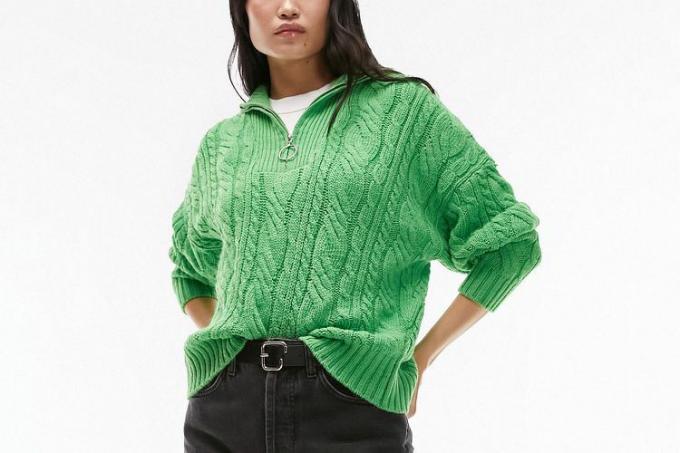 Πλεκτό πουλόβερ Nordstrom Topshop Oversize με μισό φερμουάρ