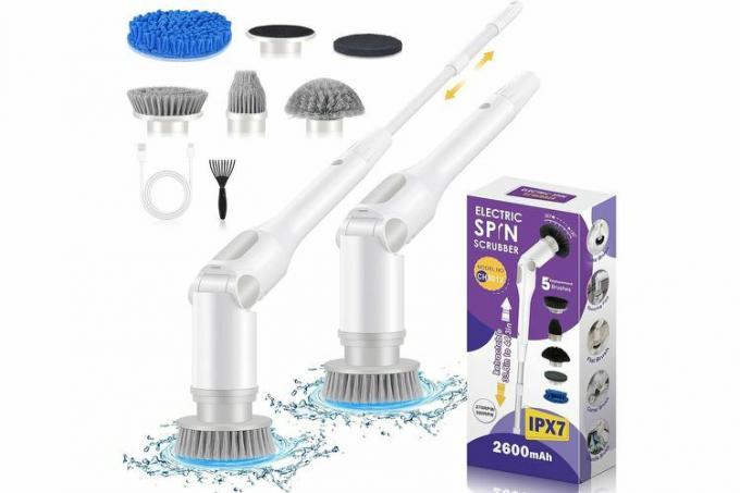 Amazon Senyer Electric Spin Scrubber, ασύρματη βούρτσα καθαρισμού με 5 αντικαταστάσιμες κεφαλές βούρτσας IPX7 Αδιάβροχο πλυντήριο ντους με διπλή ταχύτητα, ηλεκτρικό πλυντήριο ντους για πλακάκια δαπέδου μπανιέρας Παπούτσια