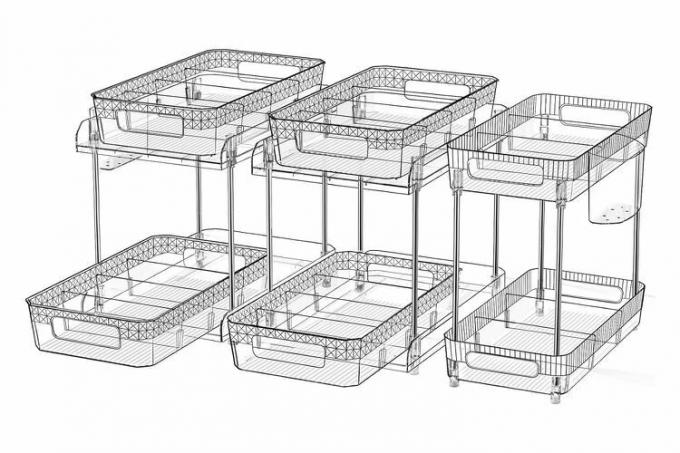 Amazon 3 Packs 2 Tier Clear Organizer with Dividers, Multi-use Clear