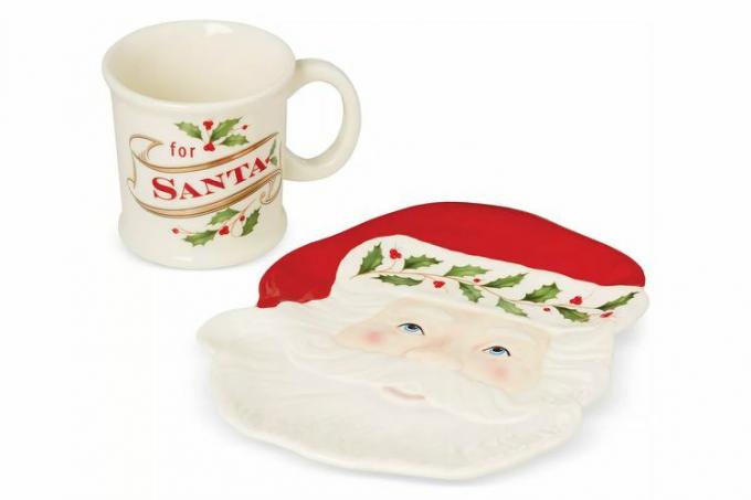 Lenox Holiday Porcelan Cookies For Santa Bog & Plate Set